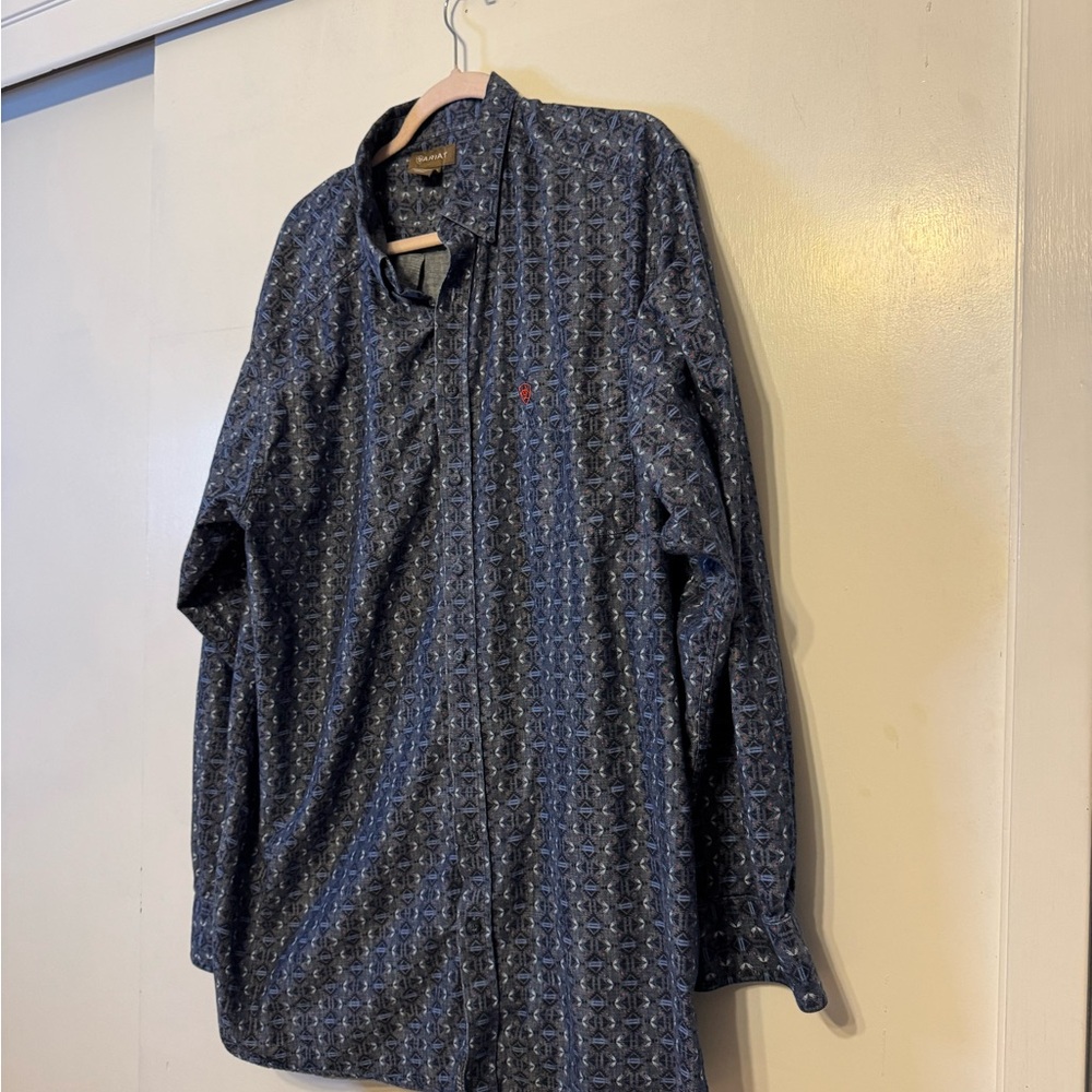Ariat Men's Navy Patterned Button Up - image 8
